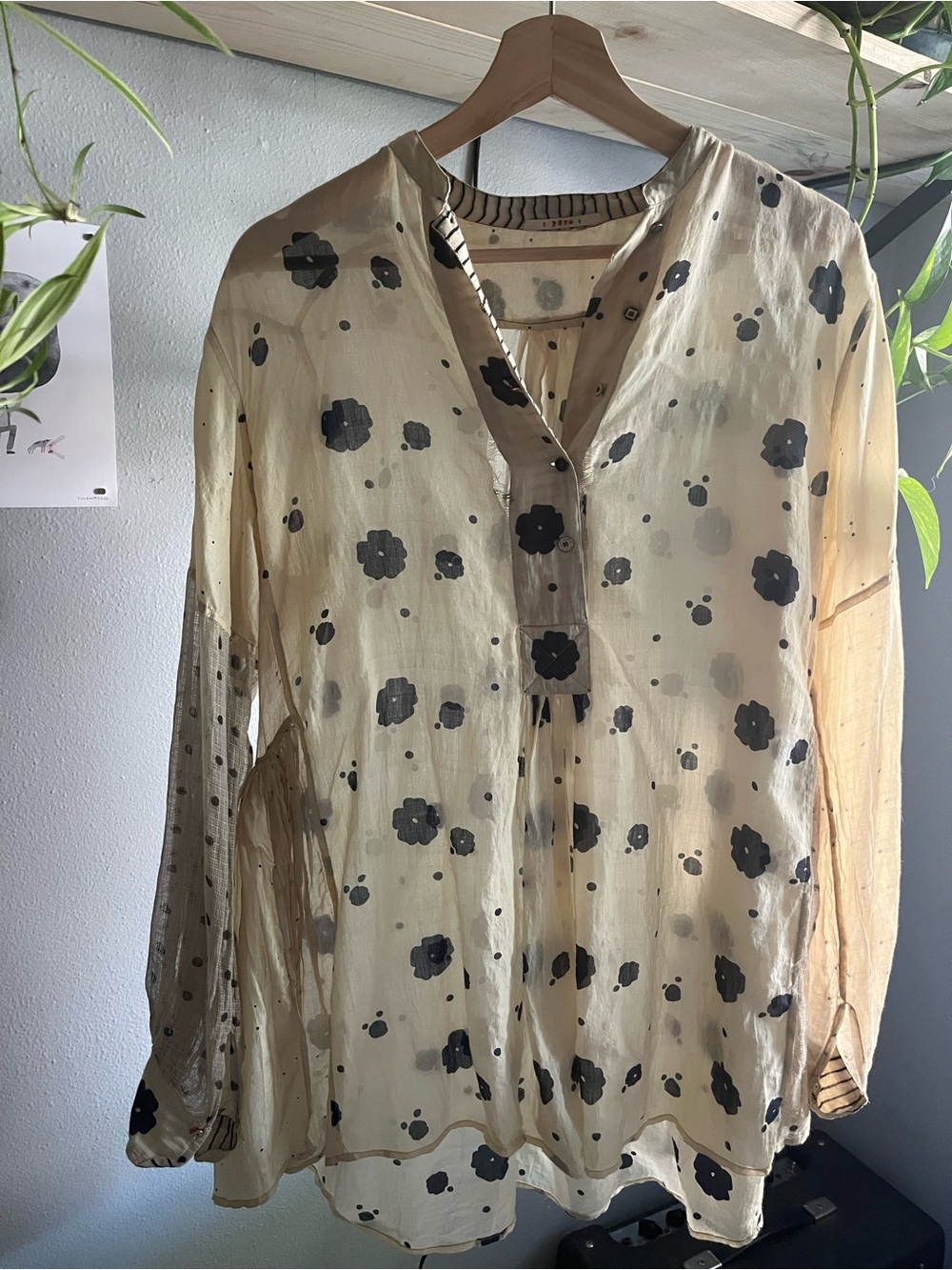 Pero silk + cotton blouse with hand stitched buttons